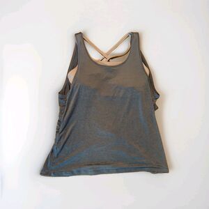 Lululemon Reenergized 2-In-1 Tank Womens 6 Grey Muse Energy Bra Workout Athletic
